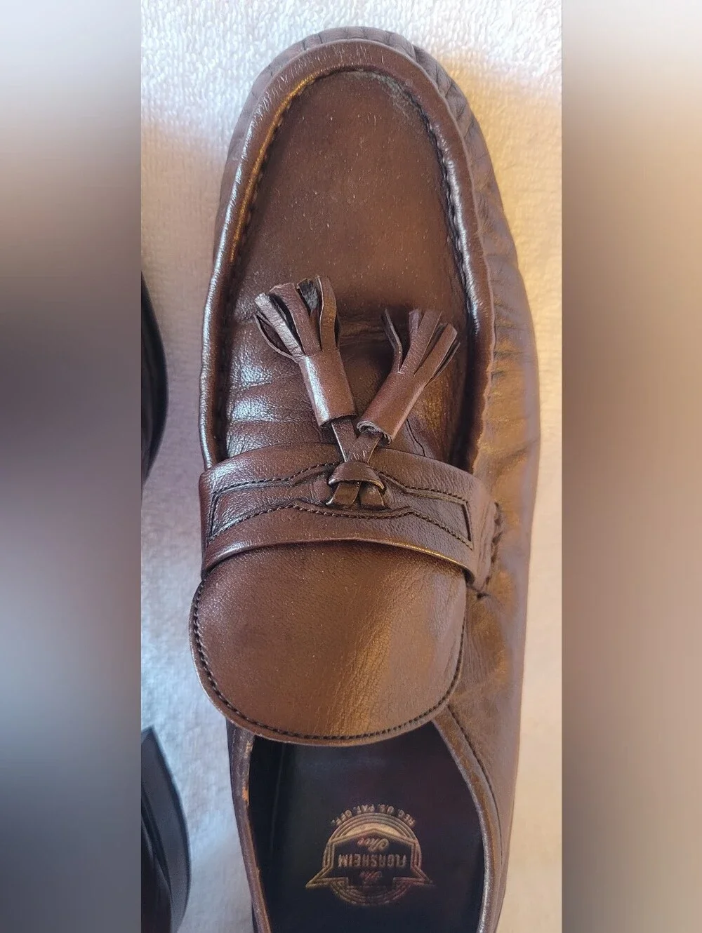 Vintage Florsheim Men's Brown Leather Tassel Loafers Slip-On 8D Excellent